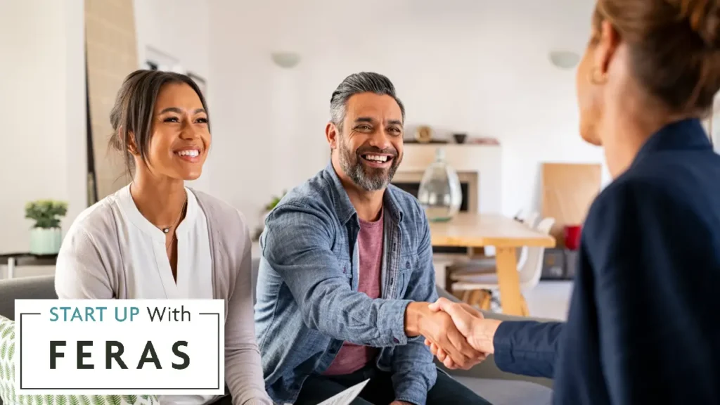 satisfied clients talking with a consultant