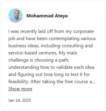 startup coaching testimonial